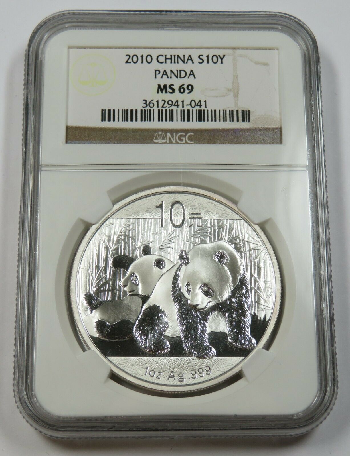 2010 Ngc Ms69 Mint State 1 Oz Silver Panda China 10 Yuan Coin Item #29306a