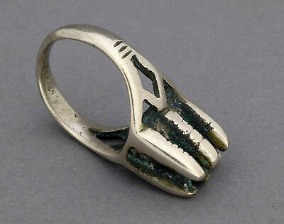 Tribal Silver Ring With Six Minarets, Peul People From Mali Africa 1930's